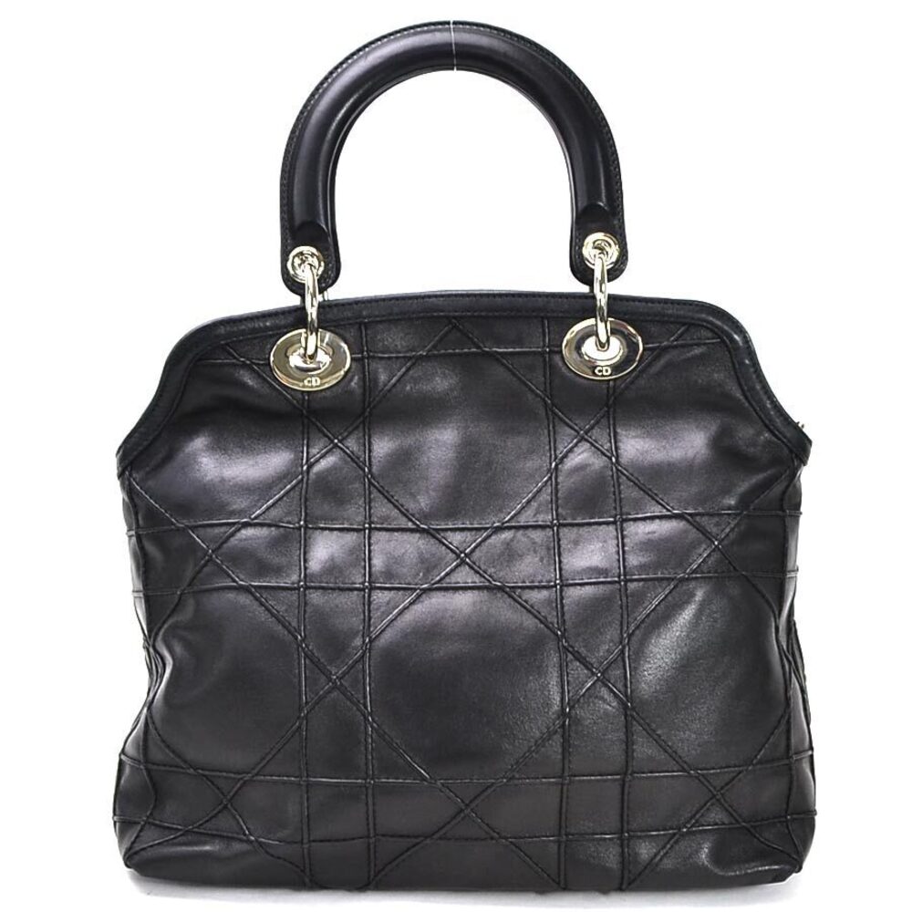 Dior CANNAGE Lambskin Christian GRANVILLE Handbag Black Shoulder Bag